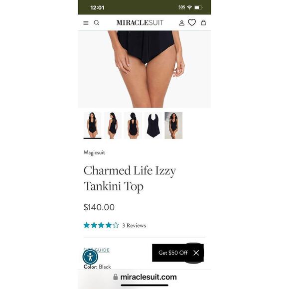 Magicsuit Soft Cup Charmed Life Izzy Tankini Sleeveless Top Black Size 8 NWT - Picture 5 of 14